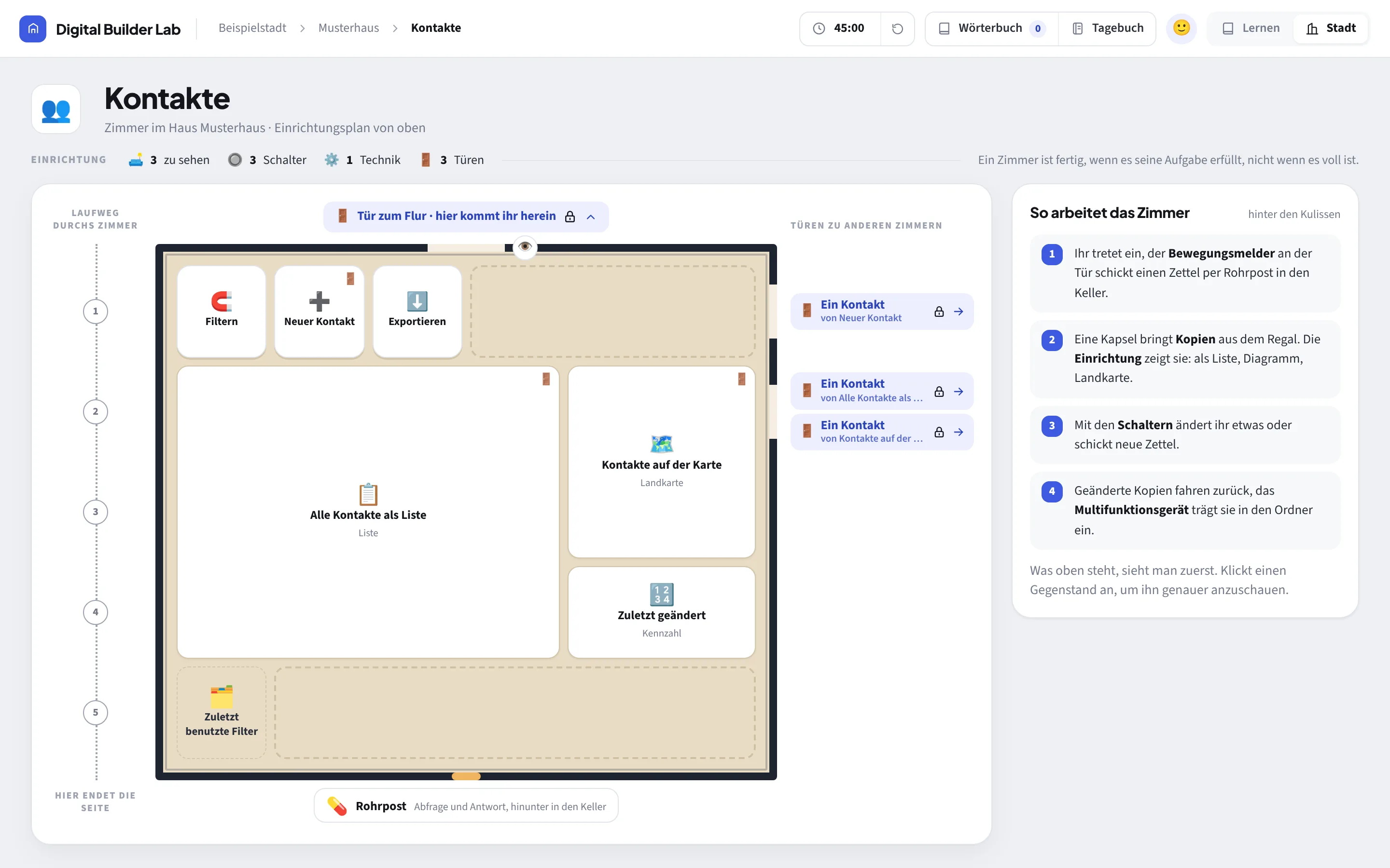 Screenshot of the Digital Builder Lab platform: A room